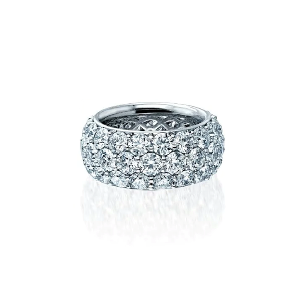 Platinum Three-Row Diamond Band